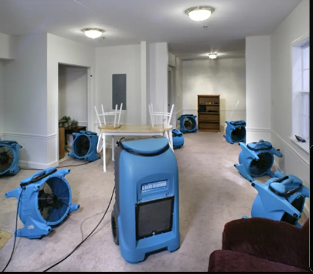 Air movers and dehumidifier setup for Water Damage Restoration in Northchase